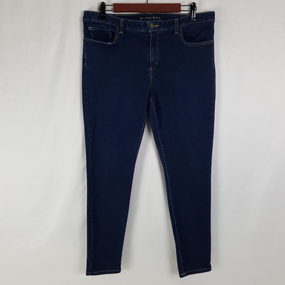 Michael‎ Kors Womens Izzy Skinny Jeans Dark Wash Blue Size 12 Denim